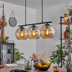 hofstein Suspension Verre 20 cm Koyoto Ambre, 3 lumières