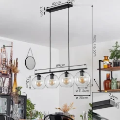 hofstein Suspension Verre 20 cm Koyoto Clair, 4 lumières