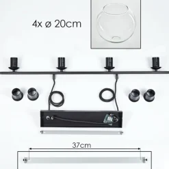 hofstein Suspension Verre 20 cm Koyoto Clair, 4 lumières