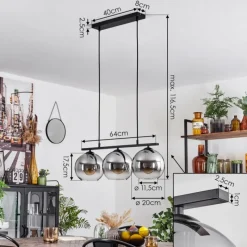 Suspension Verre Fumé-hofstein Suspension Verre 20 cm Koyoto Fumé, 3 lumières