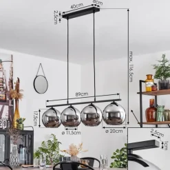 Suspension Verre Fumé-hofstein Suspension Verre 20 cm Koyoto Chrome, Fumé, 4 lumières