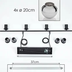 Suspension Verre Fumé-hofstein Suspension Verre 20 cm Koyoto Chrome, Fumé, 4 lumières