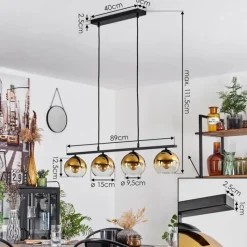 hofstein Suspension Verre 15 cm Koyoto Ambre, 4 lumières