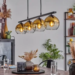 hofstein Suspension Verre 15 cm Koyoto Ambre, 4 lumières