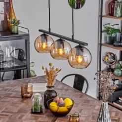 hofstein Suspension Verre 15 cm Koyoto Ambre, 3 lumières