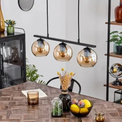 hofstein Suspension Verre 15 cm Koyoto Ambre, 3 lumières