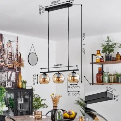 hofstein Suspension Verre 15 cm Koyoto Ambre, 3 lumières