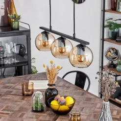 hofstein Suspension Verre 15 cm Koyoto Ambre, 3 lumières