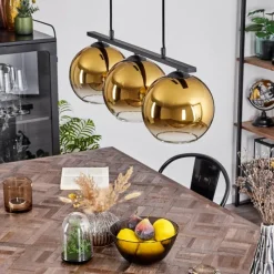 hofstein Suspension Verre 20 cm Koyoto Or, Clair, 3 lumières