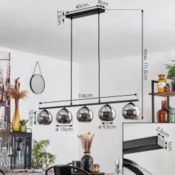 Suspension Verre Fumé-hofstein Suspension Verre 15 cm Koyoto Fumé, 5 lumières