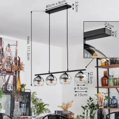 Suspension Verre Fumé-hofstein Suspension Verre 15 cm Koyoto Fumé, 4 lumières