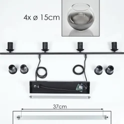 Suspension Verre Fumé-hofstein Suspension Verre 15 cm Koyoto Fumé, 4 lumières