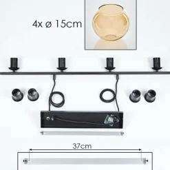hofstein Suspension Verre 15 cm Koyoto Ambre, 4 lumières