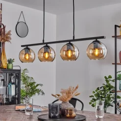 hofstein Suspension Verre 15 cm Koyoto Ambre, 4 lumières