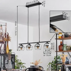 Suspension Verre Fumé-hofstein Suspension Verre 15 cm Koyoto Fumé, 4 lumières