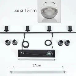 Suspension Verre Fumé-hofstein Suspension Verre 15 cm Koyoto Fumé, 4 lumières