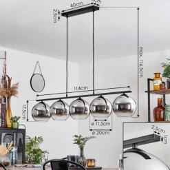 Suspension Verre Fumé-hofstein Suspension Verre 20 cm Koyoto Fumé, 5 lumières