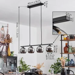 Suspension Verre Fumé-hofstein Suspension Verre 15 cm Koyoto Chrome, Fumé, 4 lumières