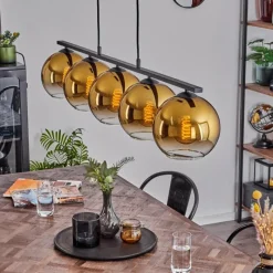 hofstein Suspension Verre 20 cm Koyoto Or, Clair, 5 lumières