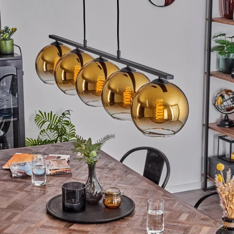 hofstein Suspension Verre 20 cm Koyoto Or, Clair, 5 lumières