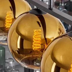 hofstein Suspension Verre 20 cm Koyoto Or, Clair, 5 lumières