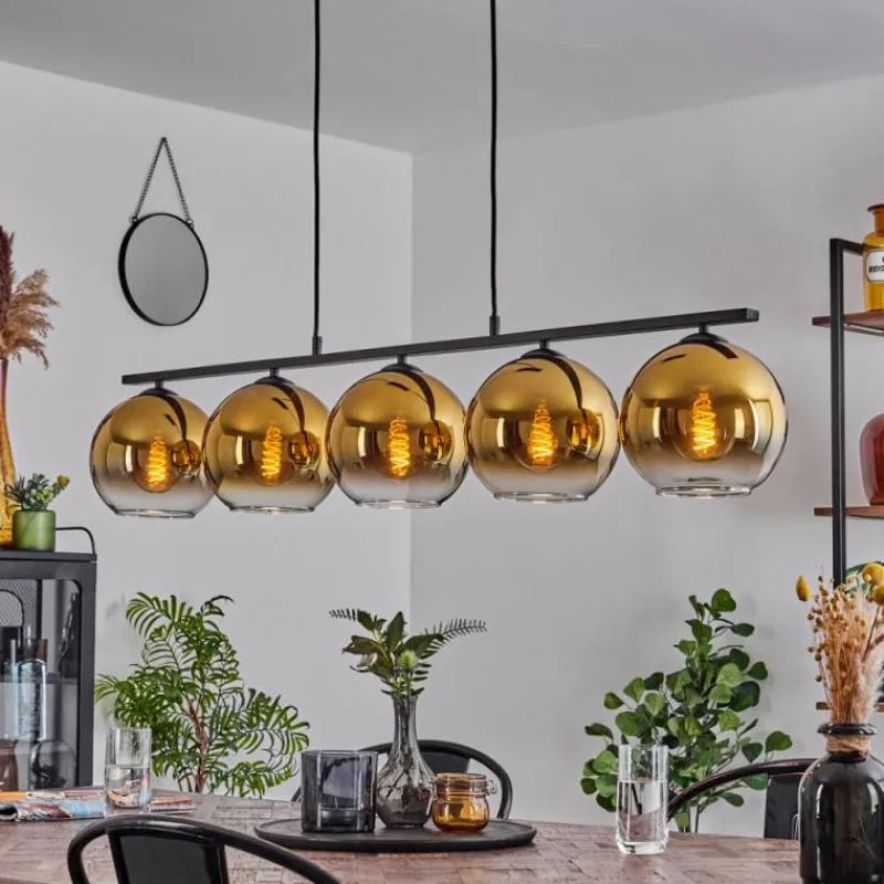 hofstein Suspension Verre 20 cm Koyoto Or, Clair, 5 lumières