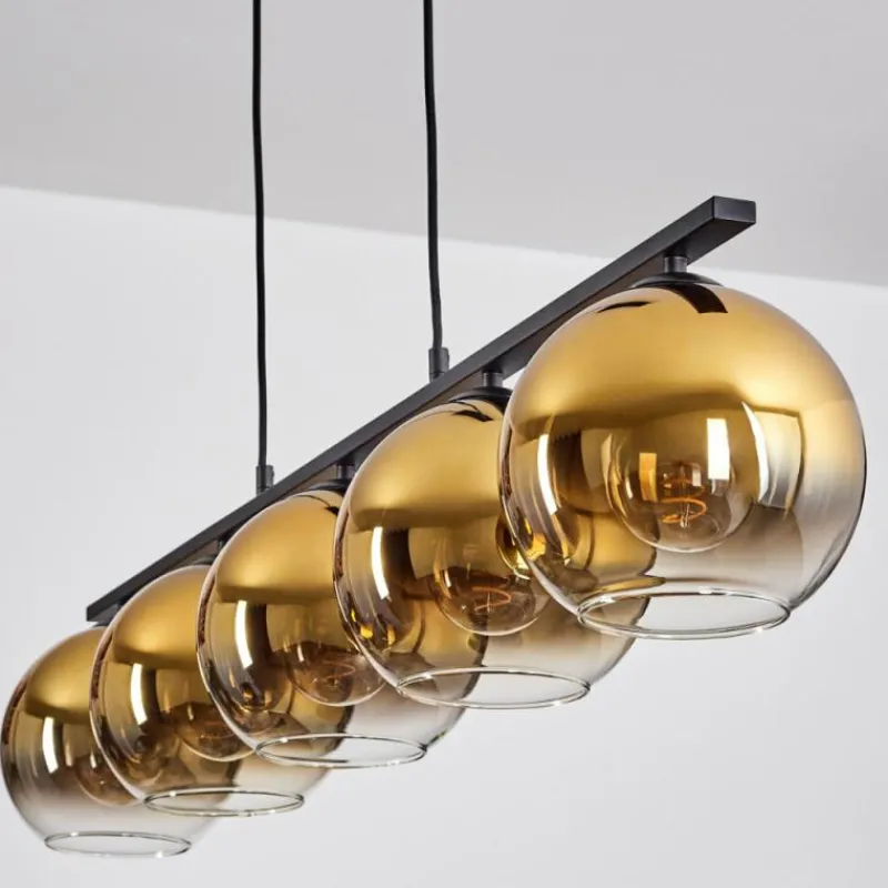 hofstein Suspension Verre 20 cm Koyoto Or, Clair, 5 lumières