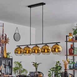 hofstein Suspension Verre 20 cm Koyoto Or, Clair, 5 lumières