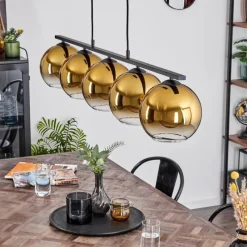 hofstein Suspension Verre 20 cm Koyoto Or, Clair, 5 lumières