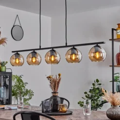 hofstein Suspension Verre 15 cm Koyoto Ambre, 5 lumières