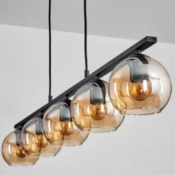 hofstein Suspension Verre 15 cm Koyoto Ambre, 5 lumières