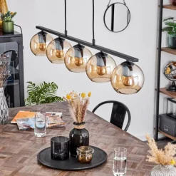 hofstein Suspension Verre 15 cm Koyoto Ambre, 5 lumières