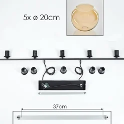 hofstein Suspension Verre 20 cm Koyoto Ambre, 5 lumières