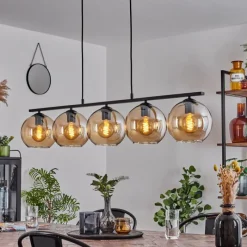 hofstein Suspension Verre 20 cm Koyoto Ambre, 5 lumières