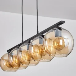 hofstein Suspension Verre 20 cm Koyoto Ambre, 5 lumières