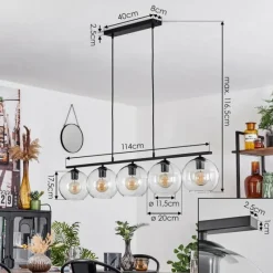 hofstein Suspension Verre 20 cm Koyoto Clair, 5 lumières