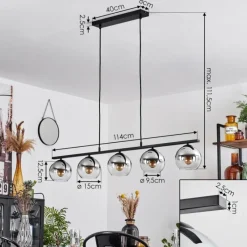 Suspension Verre Fumé-hofstein Suspension Verre 15 cm Koyoto Fumé, 5 lumières