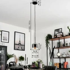 hofstein Suspension Verre 15 cm Lauden Chrome, Clair, Fumé, 1 lumière