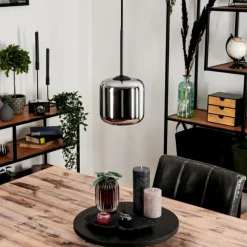 hofstein Suspension Verre 15 cm Lauden Chrome, Fumé, 1 lumière