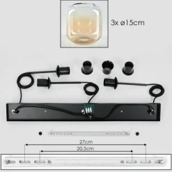 hofstein Suspension Verre 15 cm Lauden Ambre, Clair, 3 lumières