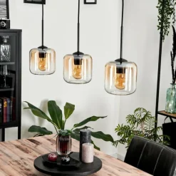 hofstein Suspension Verre 15 cm Lauden Ambre, Clair, 3 lumières