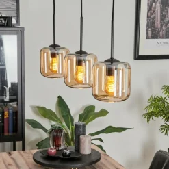 hofstein Suspension Verre 15 cm Lauden Ambre, 3 lumières
