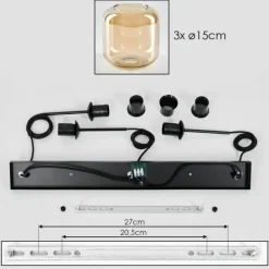 hofstein Suspension Verre 15 cm Lauden Ambre, 3 lumières