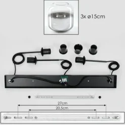 hofstein Suspension Verre 15 cm Lauden Chrome, Clair, Fumé, 3 lumières