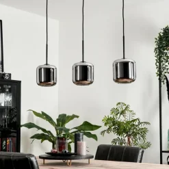 hofstein Suspension Verre 15 cm Lauden Chrome, Fumé, 3 lumières