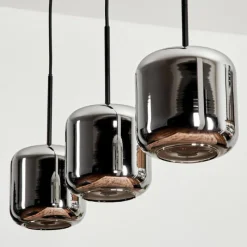 hofstein Suspension Verre 15 cm Lauden Chrome, Fumé, 3 lumières