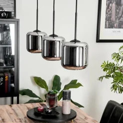 hofstein Suspension Verre 15 cm Lauden Chrome, Fumé, 3 lumières