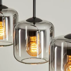 hofstein Suspension Verre 15 cm Lauden Clair, Fumé, 3 lumières