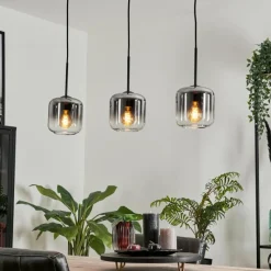 hofstein Suspension Verre 15 cm Lauden Clair, Fumé, 3 lumières