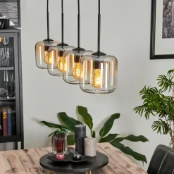 hofstein Suspension Verre 15 cm Lauden Ambre, Clair, 4 lumières